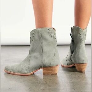 Free People Western Ankle Boots in Dusty Blue